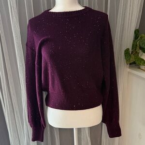 Old Navy Deep Plum Sequin Crewneck Sweater